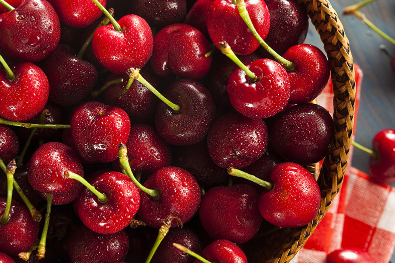 Cherries in a basket